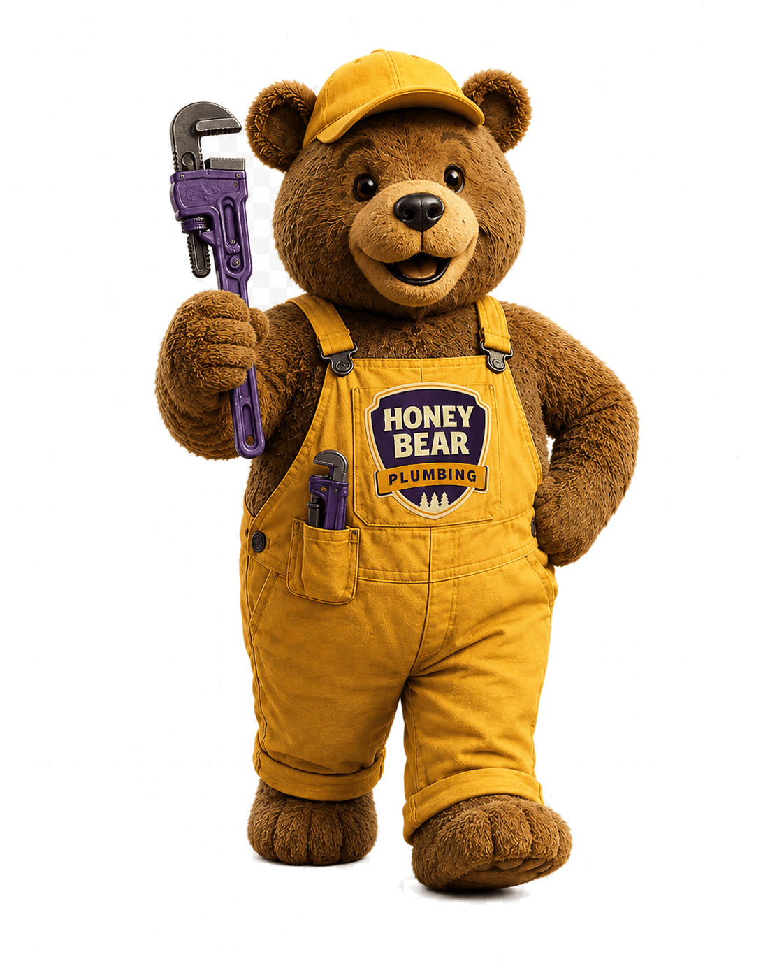 Honey Bear Plumbing mascot bear holding a wrench